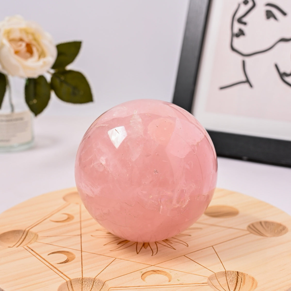 Natural Rose Quartz Crystal Sphere