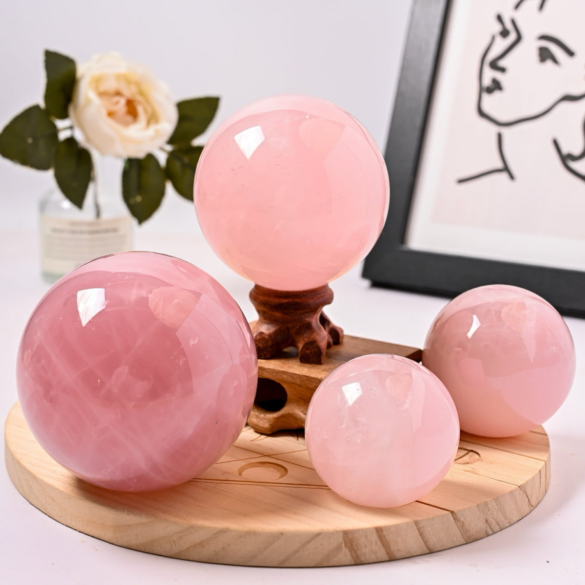 Natural Rose Quartz Crystal Sphere