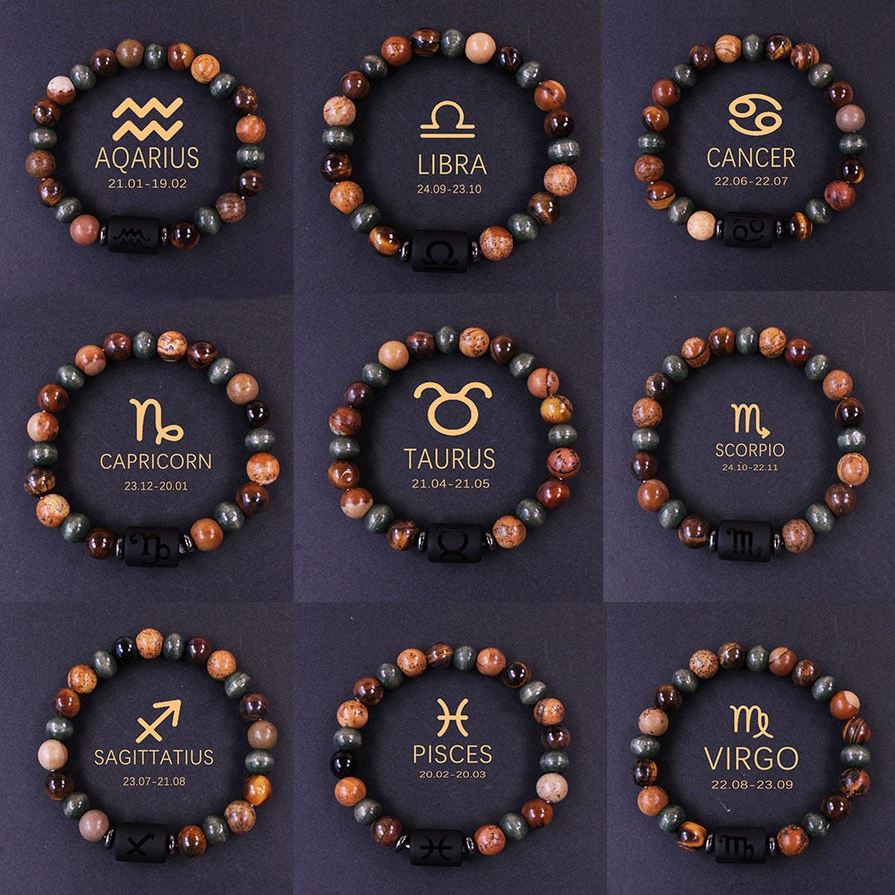 Zodiac Bracelet Natural Stone Beads