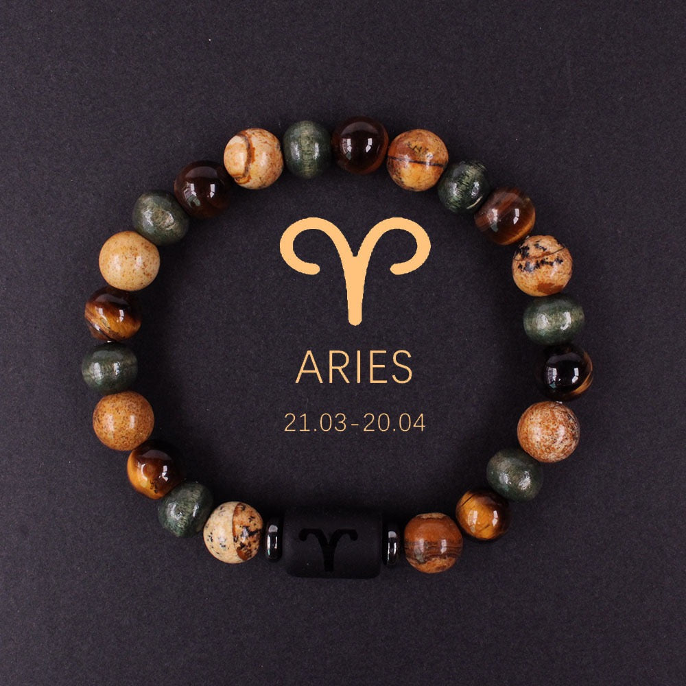 Zodiac Bracelet Natural Stone Beads