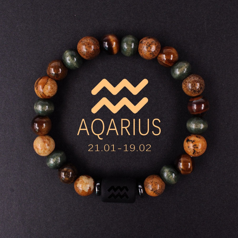 Zodiac Bracelet Natural Stone Beads
