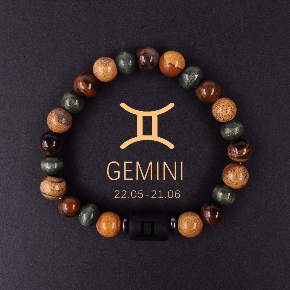 Zodiac Bracelet Natural Stone Beads