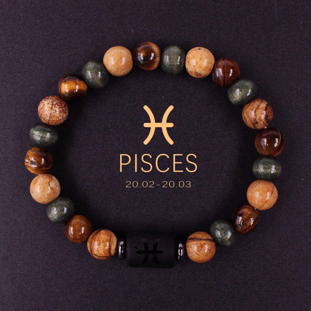 Zodiac Bracelet Natural Stone Beads