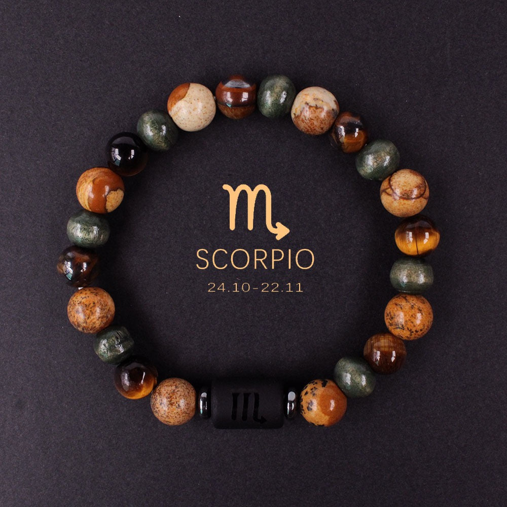 Zodiac Bracelet Natural Stone Beads