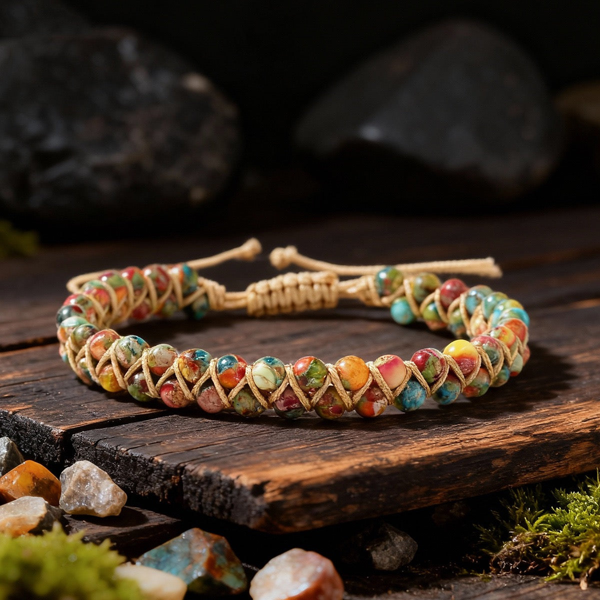 Rainbow Emperor Stone Woven Bracelet