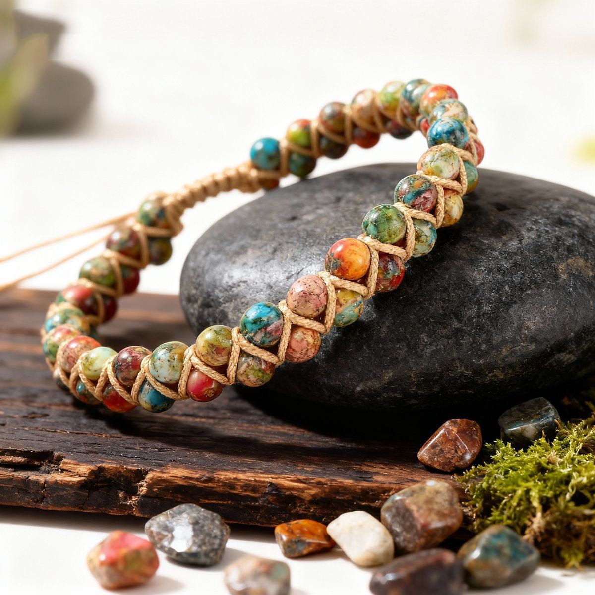 Rainbow Emperor Stone Woven Bracelet