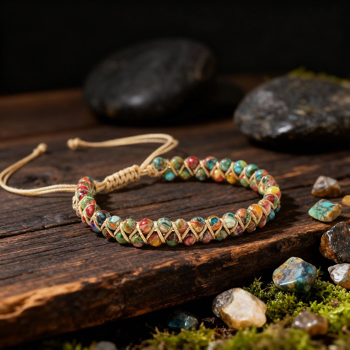 Rainbow Emperor Stone Woven Bracelet