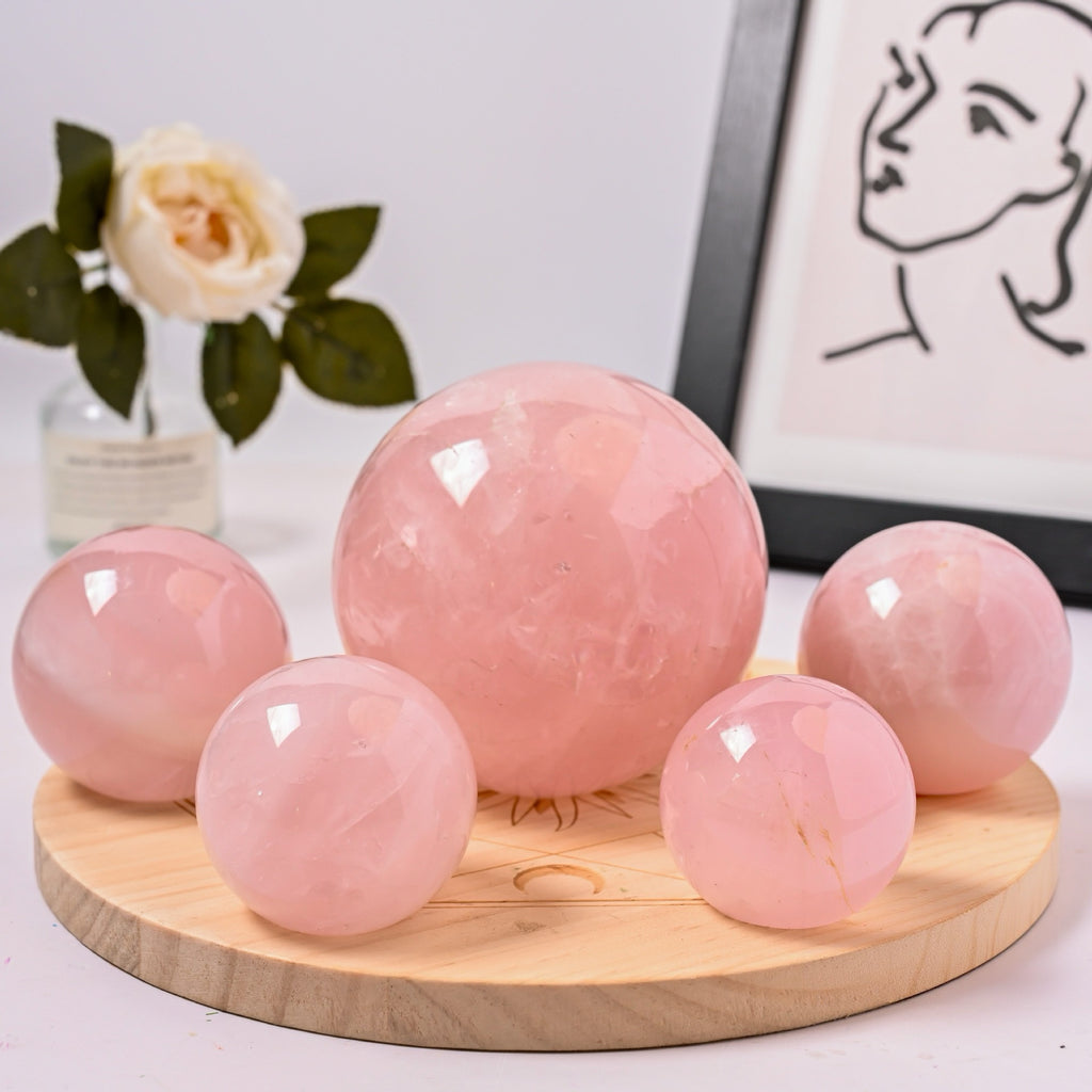 Natural Rose Quartz Crystal Sphere
