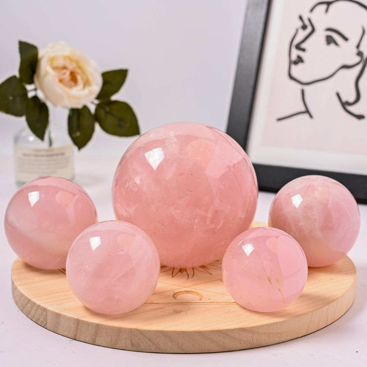 Natural Rose Quartz Crystal Sphere